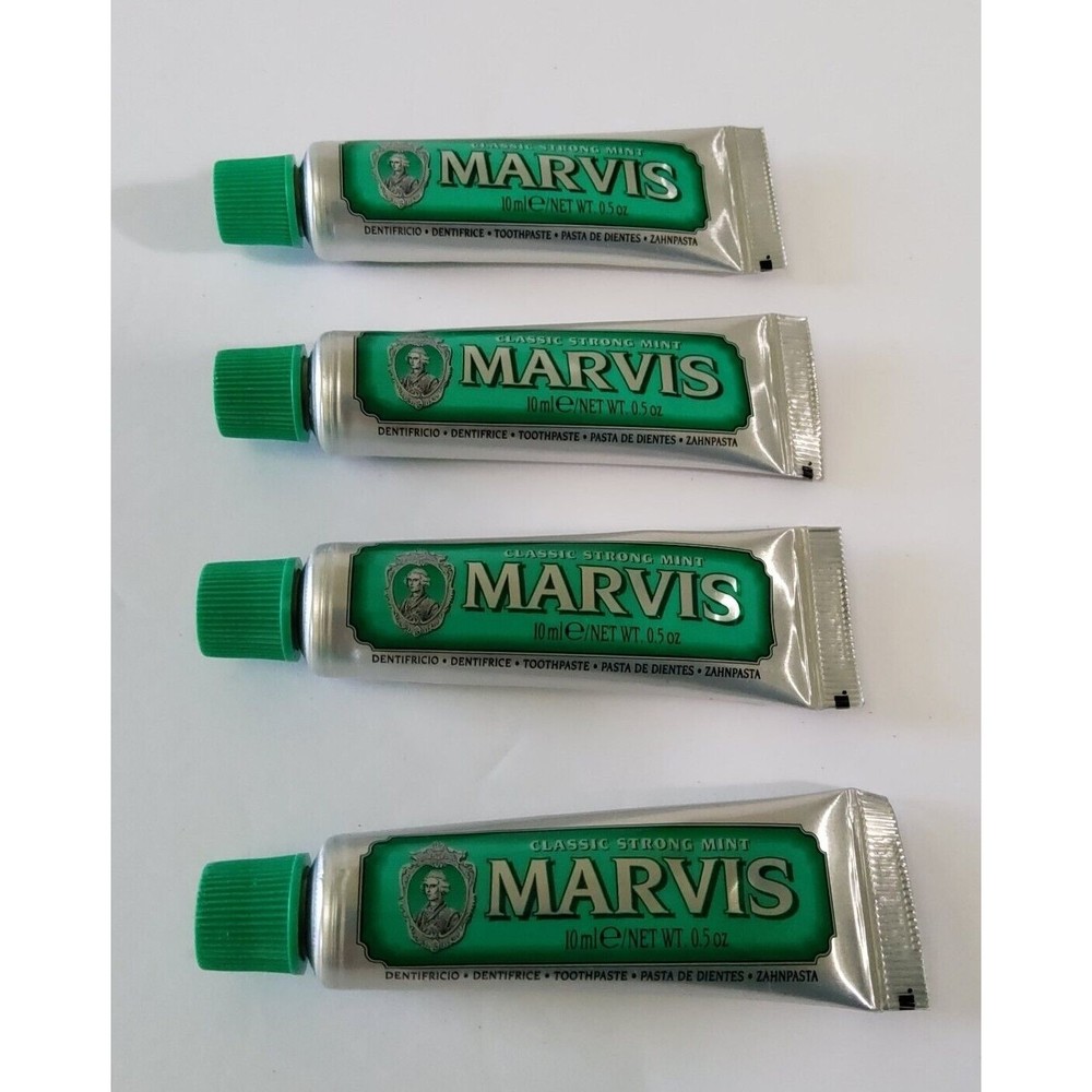 Lot Of 4-Marvis Classic Strong Mint Toothpaste 0.5oz/10ml, Sealed